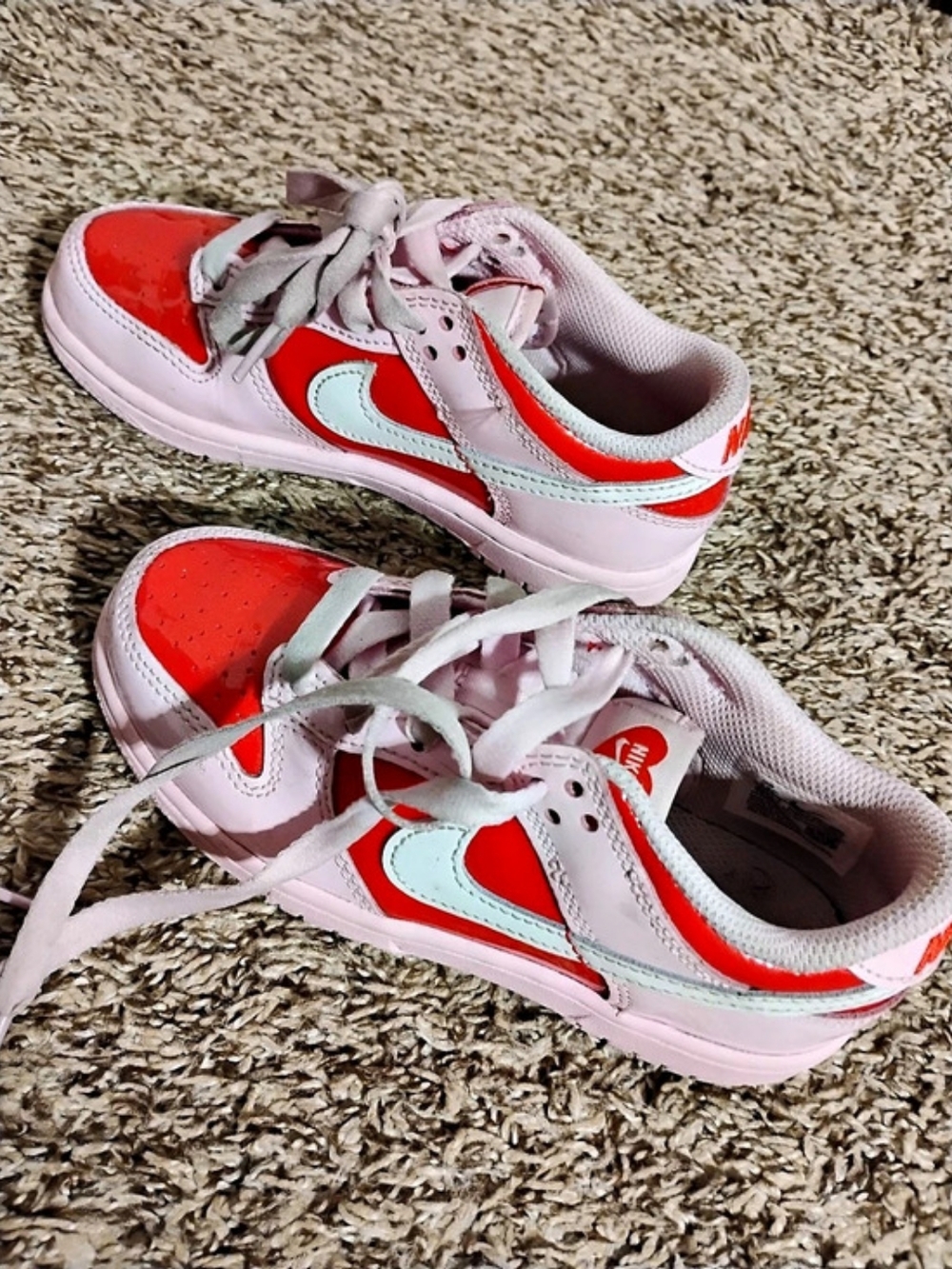 Nike V2K Run Girls US 12C Pink & Red Sneakers
